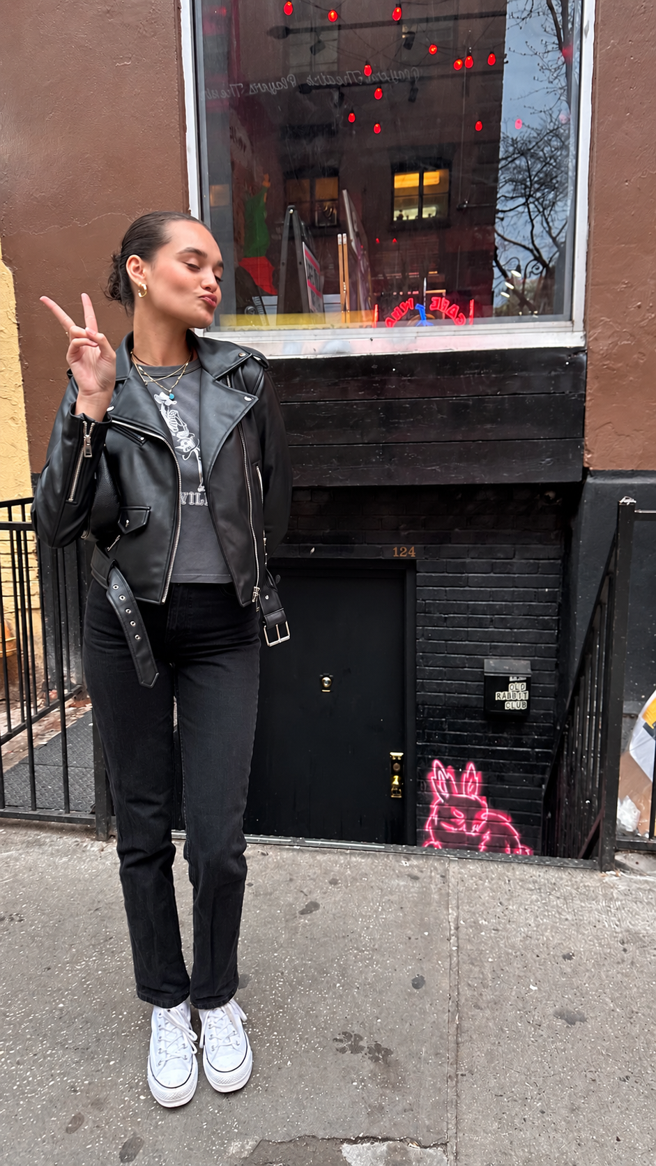 Guest outside the Old Rabbit Club entrance