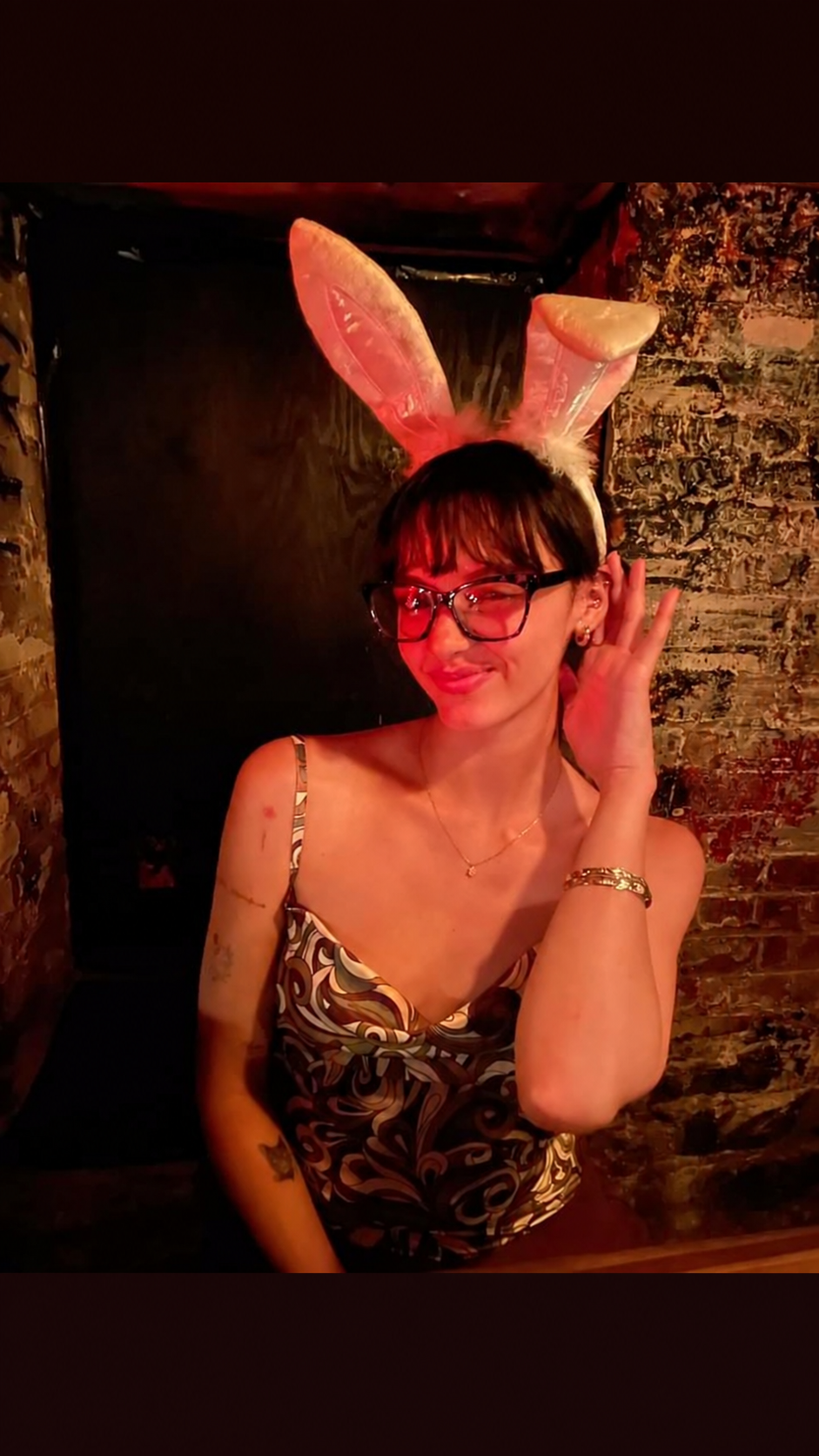 Guest wearing bunny ears at Old Rabbit Club